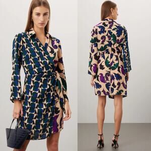 Donna Morgan Wrap Casual Mini Dress Long Sleeve Surplice Short Size 4